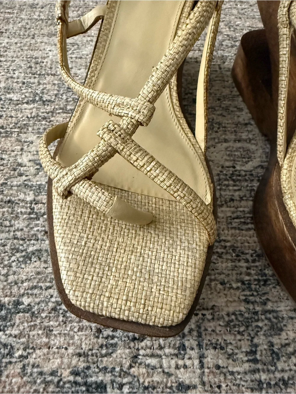 cult gaia Strappy Wood-Block Slingback Heels